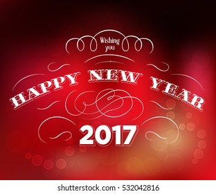 Happy new year text design on red background. Vector logo, typography. Usable as banner, greeting card, gift package