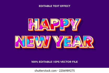happy new year text effect with trendy theme. colorful text lettering typography font style