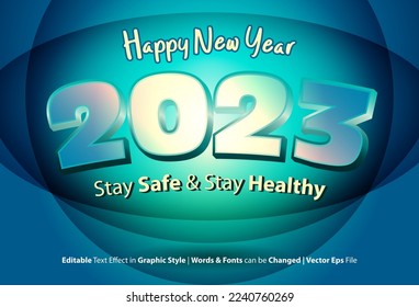 happy new year text effect with graphic style and editable