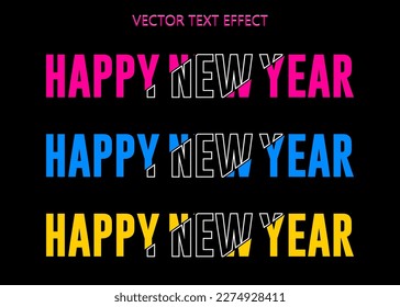 Alles Gute zum Neujahr-Texteffekt, Vektorgrafik.