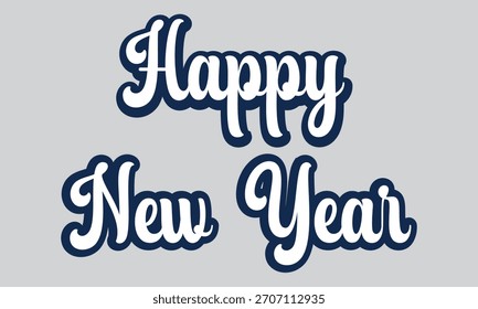 Efecto de texto de feliz año nuevo. elegante tipografía de vacaciones para tarjetas de felicitación festivas, carteles, medios digitales. Ilustración vectorial. EPS 10