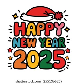 Feliz Año Nuevo texto Efectos y estilos para saludos, Ilustración vectorial