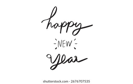 Happy new year text font calligraphy hand written lettering script black color object happy new year 2026 2027 2028 time calendar happy new year december january month event banner poster winter gift 