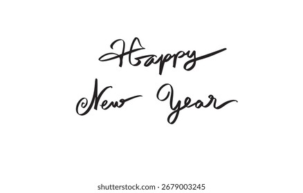 Happy new year text font calligraphy hand written lettering script black color object icon happy new year 2026 2027 2028 time calendar happy new year merry christmas xmas happy new year banner poster 