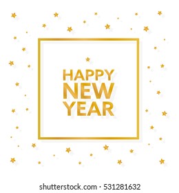 Happy new year text in frame vector illustration