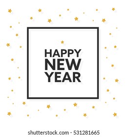 Happy new year text in frame vector illustration