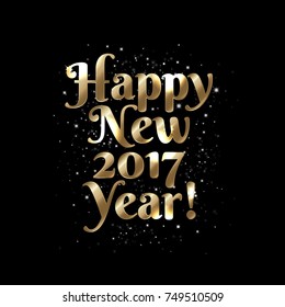 Happy New Year Text With Gradient Mesh, Vector Illustration