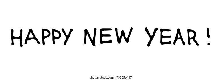 Happy New Year text for greeting card. Vector holiday design on white background.