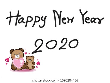 Happy New Year Text in Hand Drawn on vector