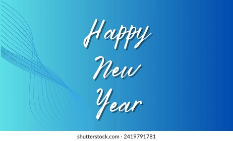 Happy new year text, hand lettering typography poster on modern background Vector illustration. Quote for postcard, card, invitation, banner template.