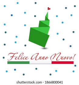 Happy New Year! Text in Italian. Design of greeting cards, banners, stickers, prints, and social media. Color flat vector illustration