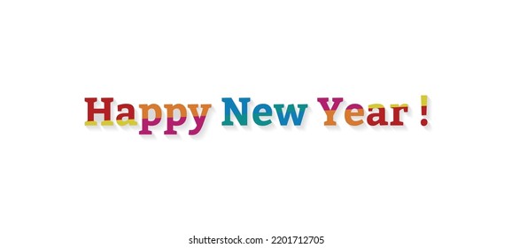 Imagen vectorial de la etiqueta de texto Feliz Año Nuevo. Usable para banners web, carteles y tarjetas de felicitación