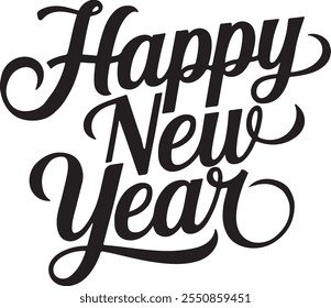 Feliz ano novo texto lettering, tipografia vetor arte ilustração