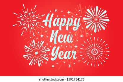 Happy New Year. Text letters for Happy New Year or Merry Christmas in a red background. For greeting cards, posters, banners. Vector illustration
