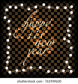 Happy new year text light garlands.