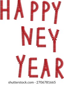Feliz Año Nuevo texto hecho de Formas ovaladas rojas Palabras claves Feliz Año Nuevo, texto, palabras, tipografía