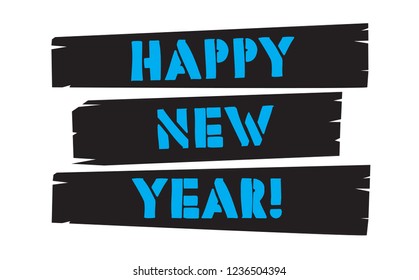 happy new year text old wooden boards style