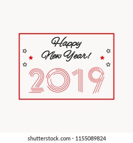 Happy New Year text on white background. Colorful, contemporary design.