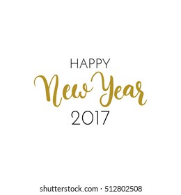 Happy New Year text on white background. Handwritten brush lettering. Vector illustration. EPS 8.