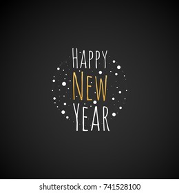 Happy new year text on the black font