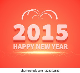 Happy New Year text. Paper 2015 Year background with lines