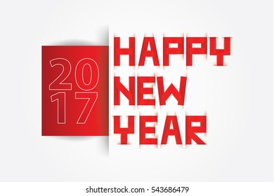 Happy New Year text paper scratch Red and white
