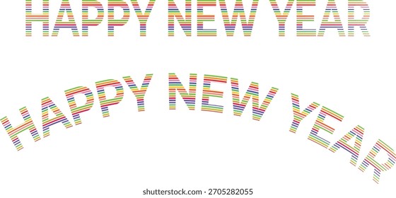 Happy New Year Text in Regenbogenstreifen Schlagwörter Happy New Year, Text, Schriftzug, Regenbogen