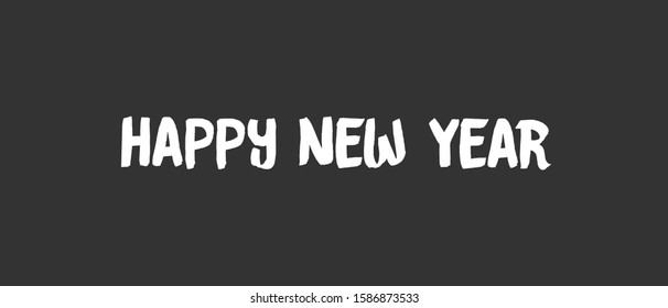 Happy new year text sign. Typographic design for greeting card.
