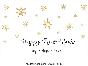 happy new year text and snowflake symbol vector design. mug,t shirt,phone case fashion slogan style new year sticker 
