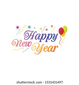 Happy new year text template vector