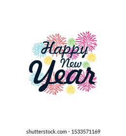 Happy new year text template vector