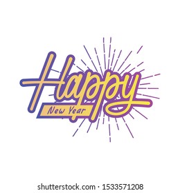 Happy new year text template vector