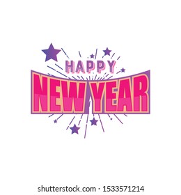 Happy new year text template vector