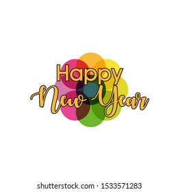 Happy new year text template vector