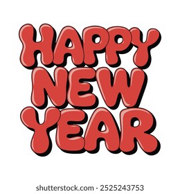 Happy new year text typography, New Year  text logo template with bold font written in vector design