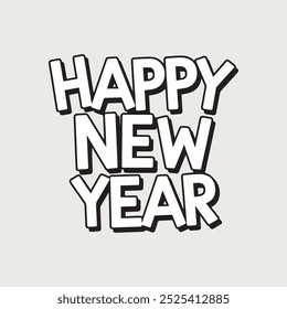 Happy new year text typography, New Year  text logo template with bold font written in vector design