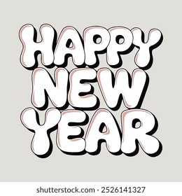 Happy new year text typography, New Year  text logo template with bold font written in vector design