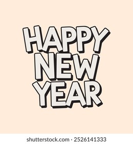 Happy new year text typography, New Year  text logo template with bold font written in vector design