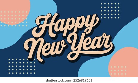Happy new year text typography, New Year text logo template with bold font written in vector design	