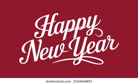 Happy new year text typography, New Year text logo template with bold font written in vector design	
