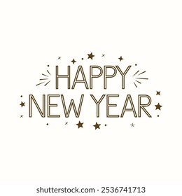  Happy new year text typography, New Year text logo template with bold font written in vector design