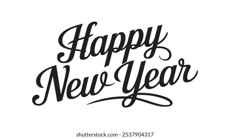Tipografía del texto del año nuevo feliz, Plantilla del logotipo del texto del año Nuevo con la fuente atrevida escrita en diseño del Vector	
