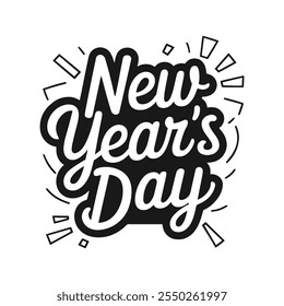 Happy new year text typography New Year text logo template with bold font written in vector design
