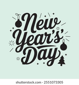 Happy new year text typography New Year text logo template with bold font written in vector design
