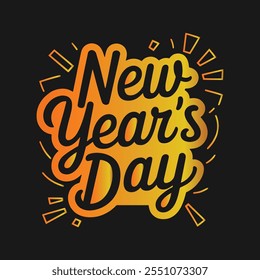 Happy new year text typography New Year text logo template with bold font written in vector design
