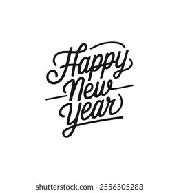 Happy new year text typography, New Year text logo template on white background.