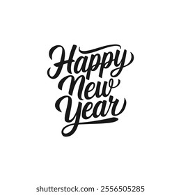 Happy new year text typography, New Year text logo template on white background.