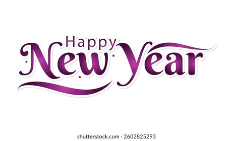 Happy new year text typography design 