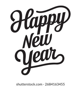 Happy New Year text, typography vector design on white background 