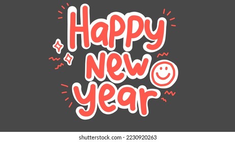 happy new year text vector illustration suitable for new year, december,new year celebration,holiday themes